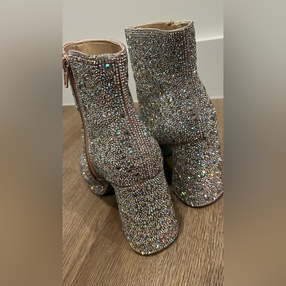 Betsey Johnson's Hugo Rhinestone Block Heels Boots - Size 8 - Picture 10 of 12